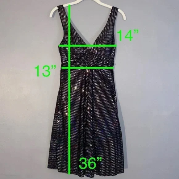 *sold on ebay* BODY CENTRAL Holographic Sparkle Sequin Party Dress Disco 70s - Picture 13 of 13